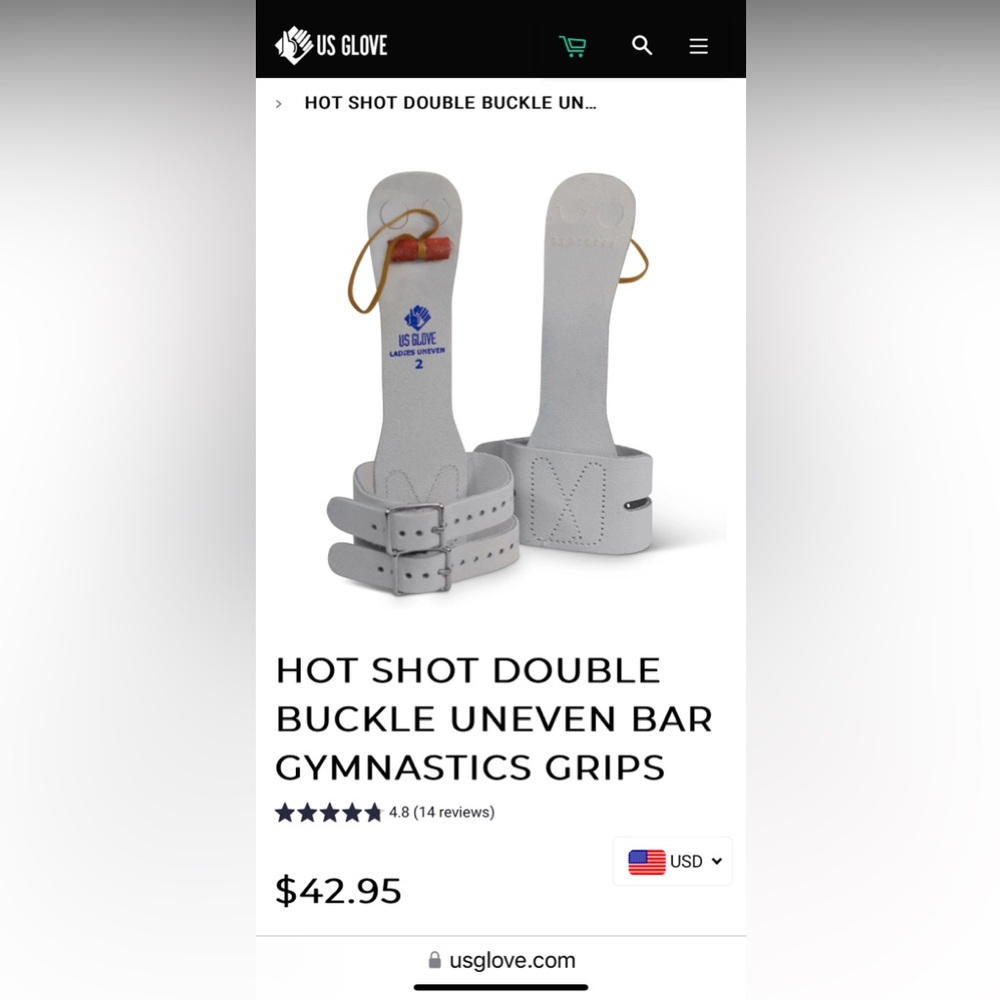 U. S. Glove women’s Hot Shot gymnastics uneven bar grips.